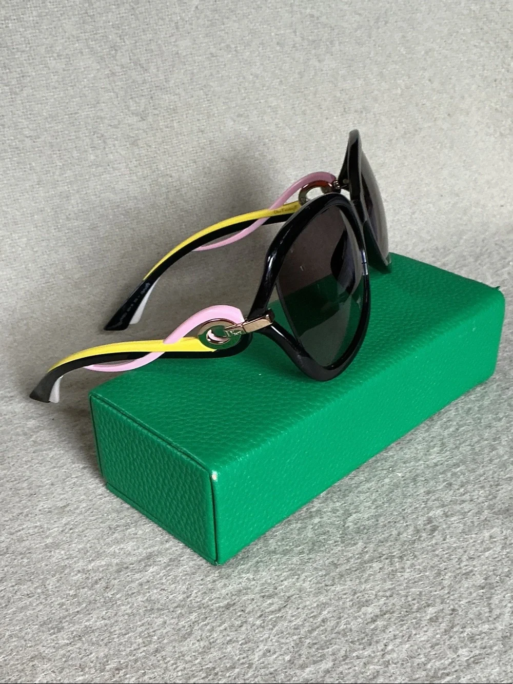 Dior Black Sunglasses with Pink and Yellow Temples